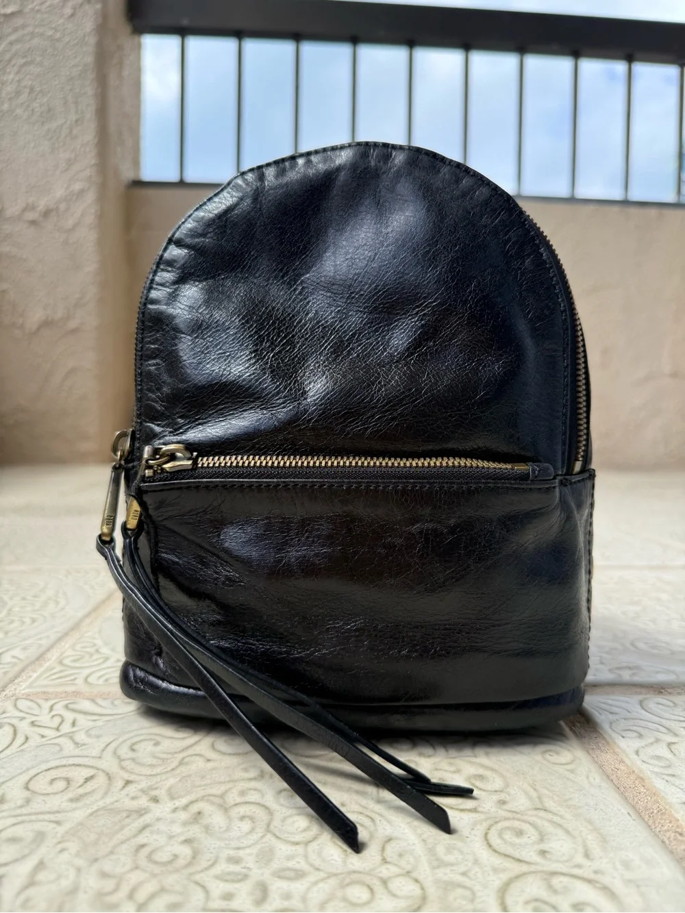 HOBO Revel Convertible Mini Backpack Crossbody Bag Black Vintage Leather GUC